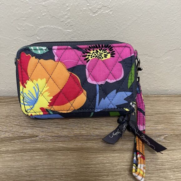 Vera Bradley Double Zip Wristlet Jazzy Blooms Wallet Clutch Flowers Quilted - Picture 6 of 6